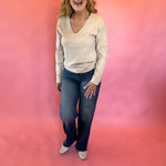 My Favorite V-Neck Soft Knit Sweater in Ivory