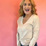 My Favorite V-Neck Soft Knit Sweater in Ivory