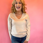 My Favorite V-Neck Soft Knit Sweater in Ivory