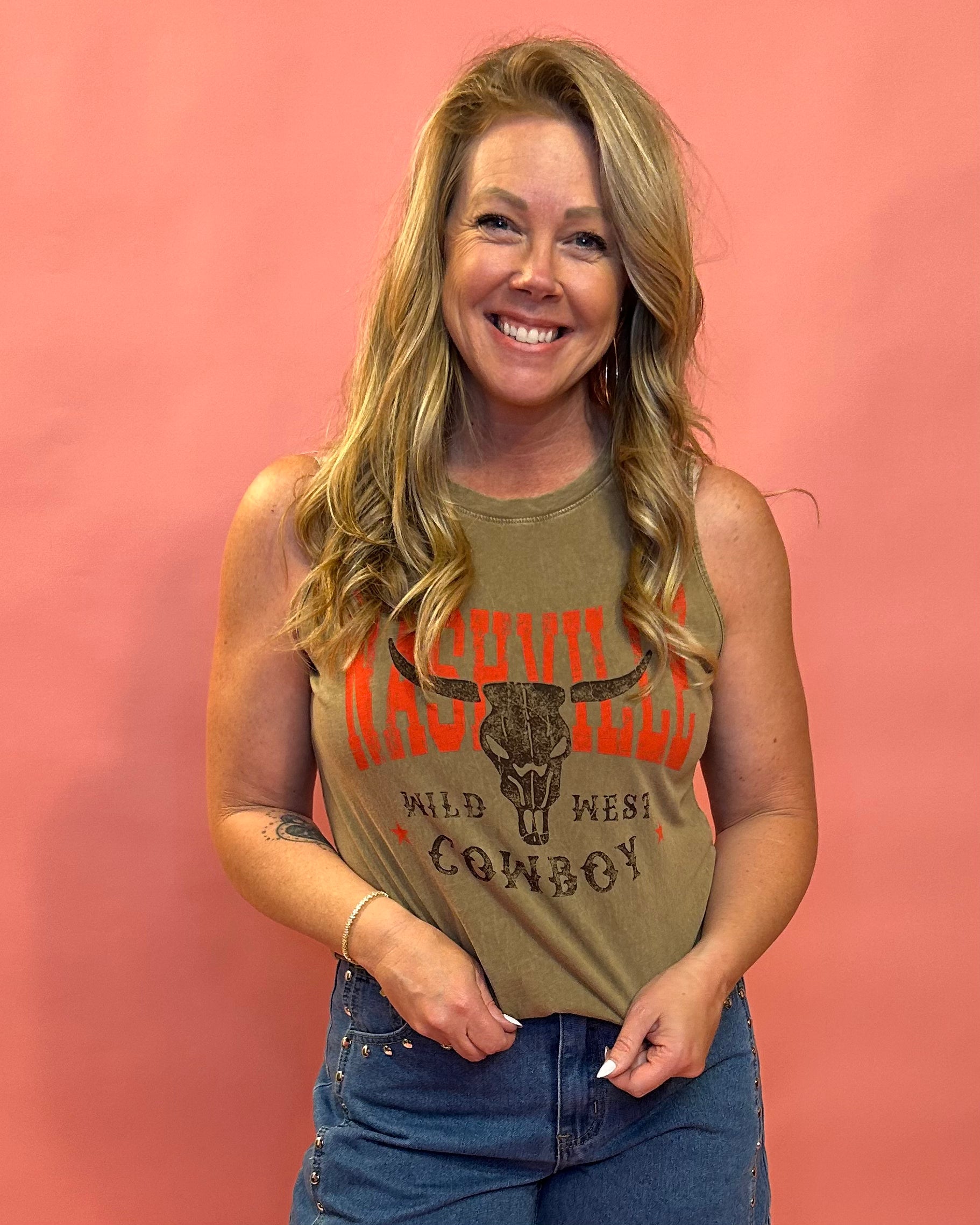 Nashville Wild West Cowboy Graphic Tank Top