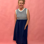 Nautical Charm: Striped Knit & Navy Twill Dress