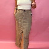 Nicolette Linen Maxi Skirt in Brown