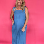 Ocean Breeze Crinkle Tie-Shoulder Midi Dress - Shabby 2 Chic Boutiques