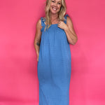 Ocean Breeze Crinkle Tie-Shoulder Midi Dress - Shabby 2 Chic Boutiques