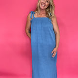 Ocean Breeze Crinkle Tie-Shoulder Midi Dress - Shabby 2 Chic Boutiques