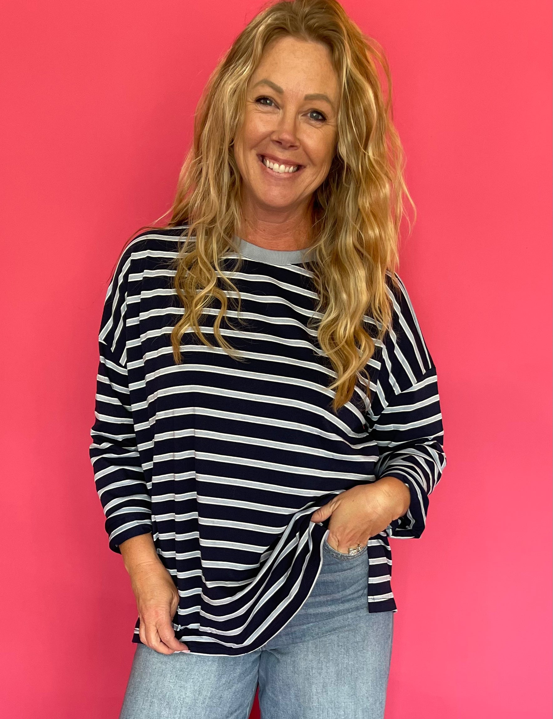 Off Duty Oversized Striped Knit Tee