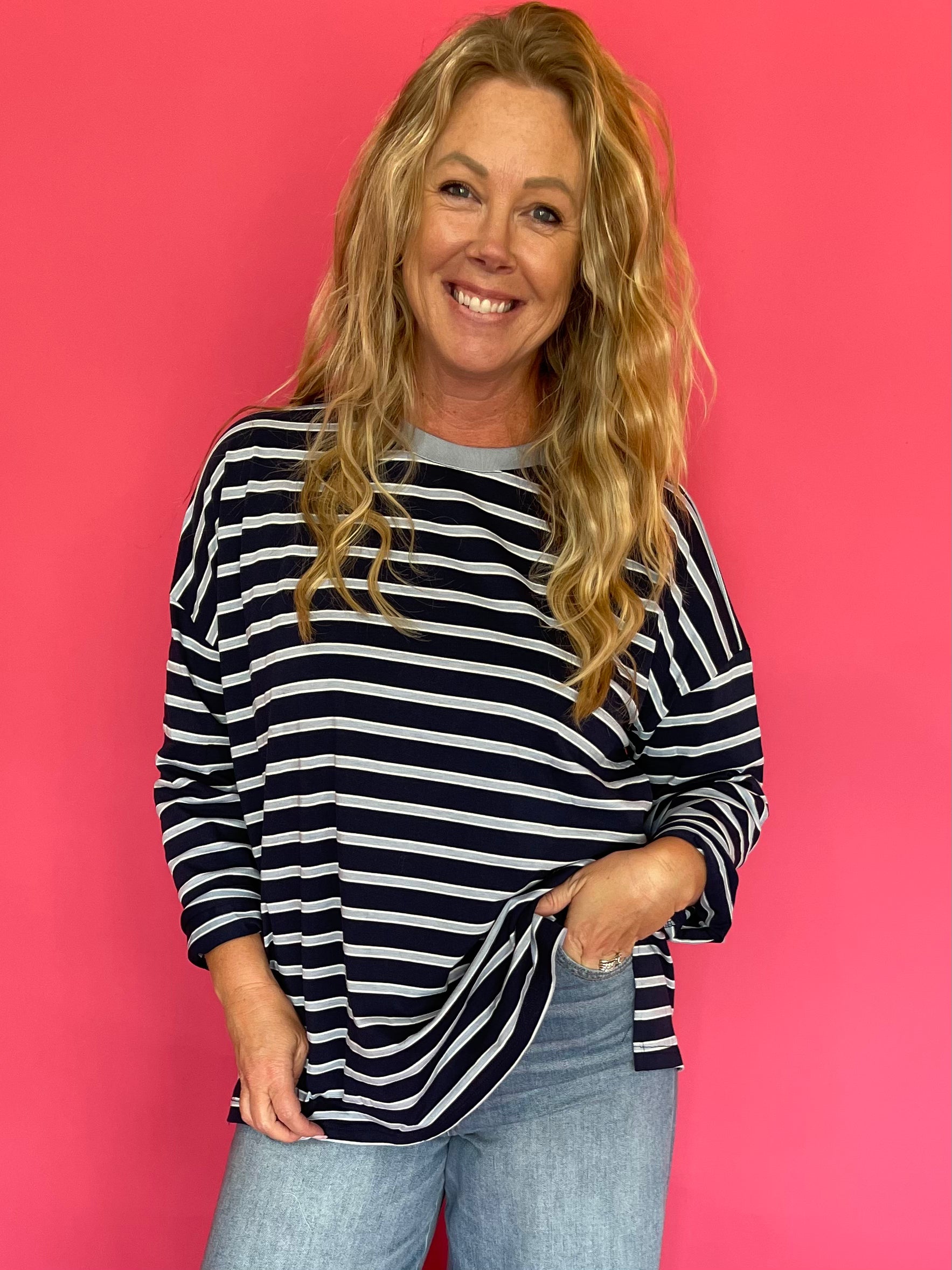 Off Duty Oversized Striped Knit Tee
