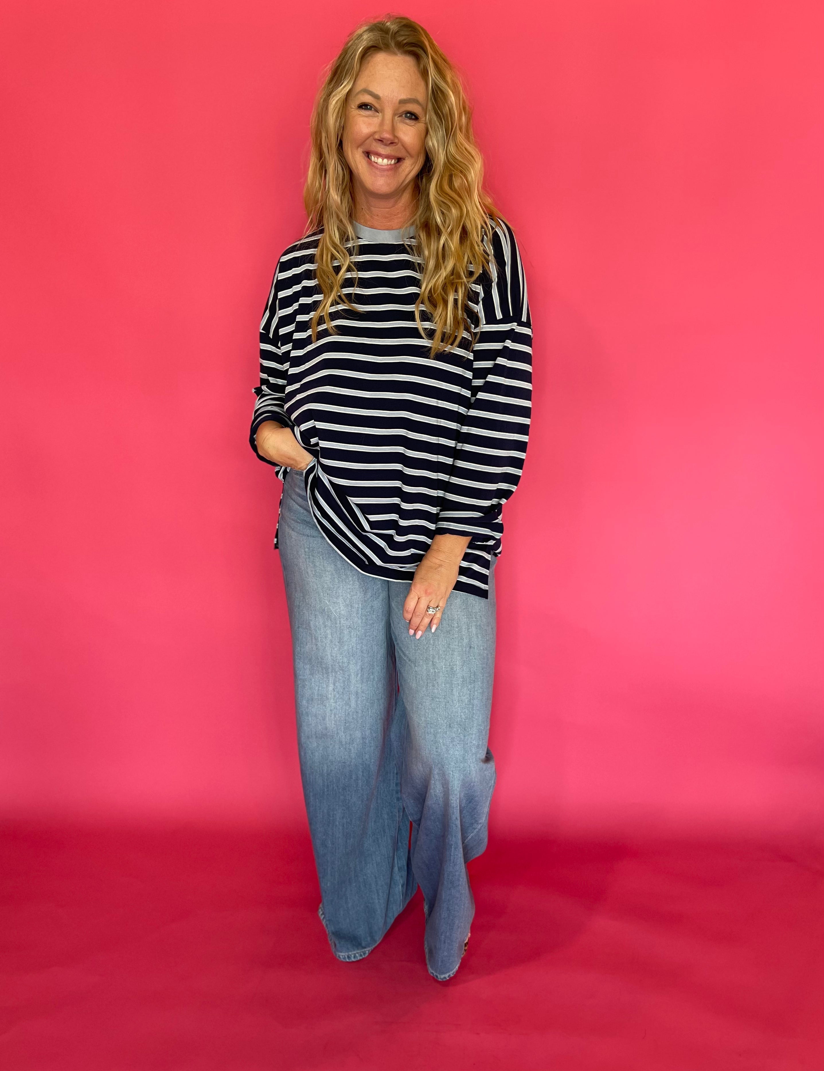 Off Duty Oversized Striped Knit Tee
