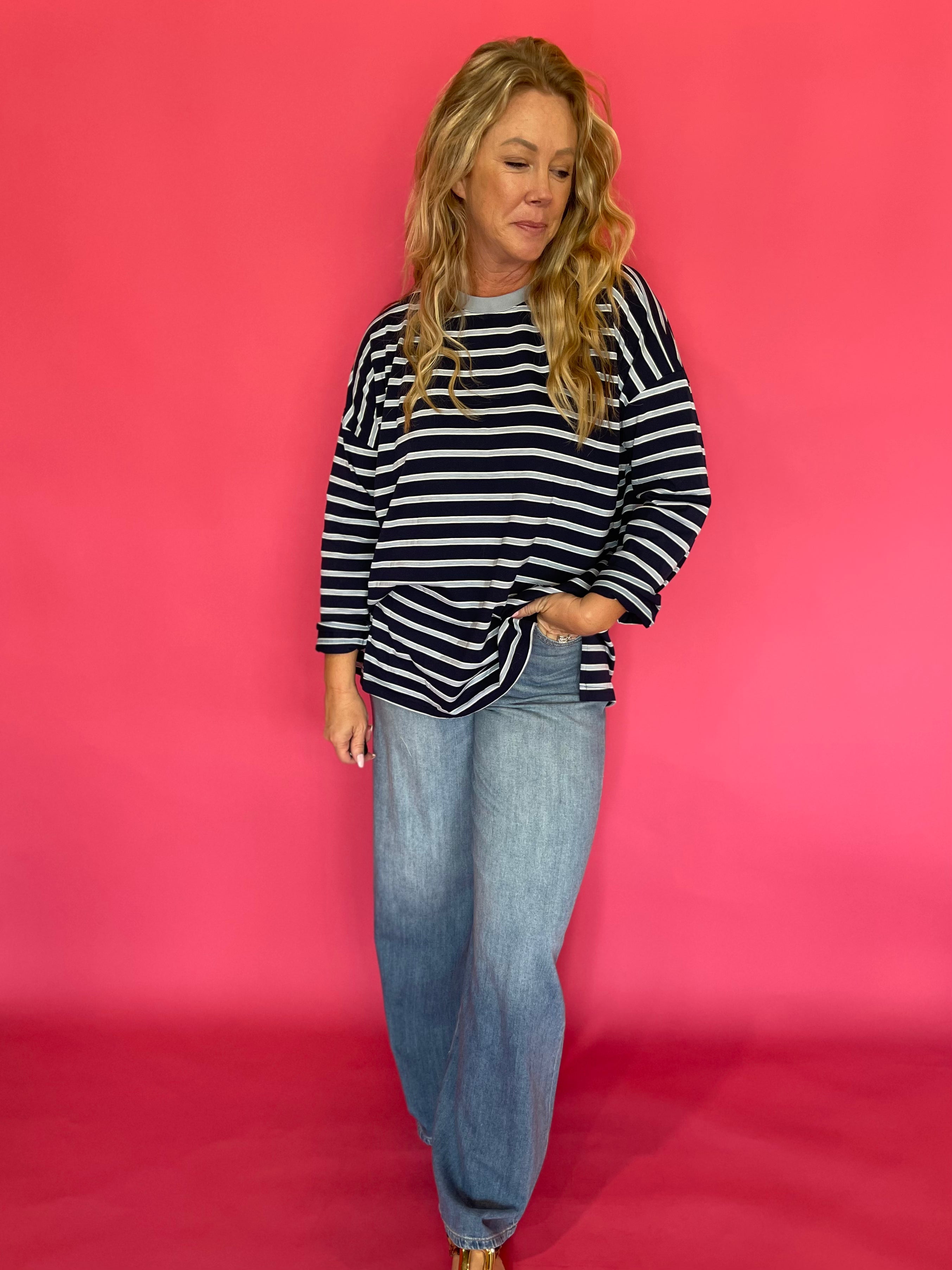 Off Duty Oversized Striped Knit Tee