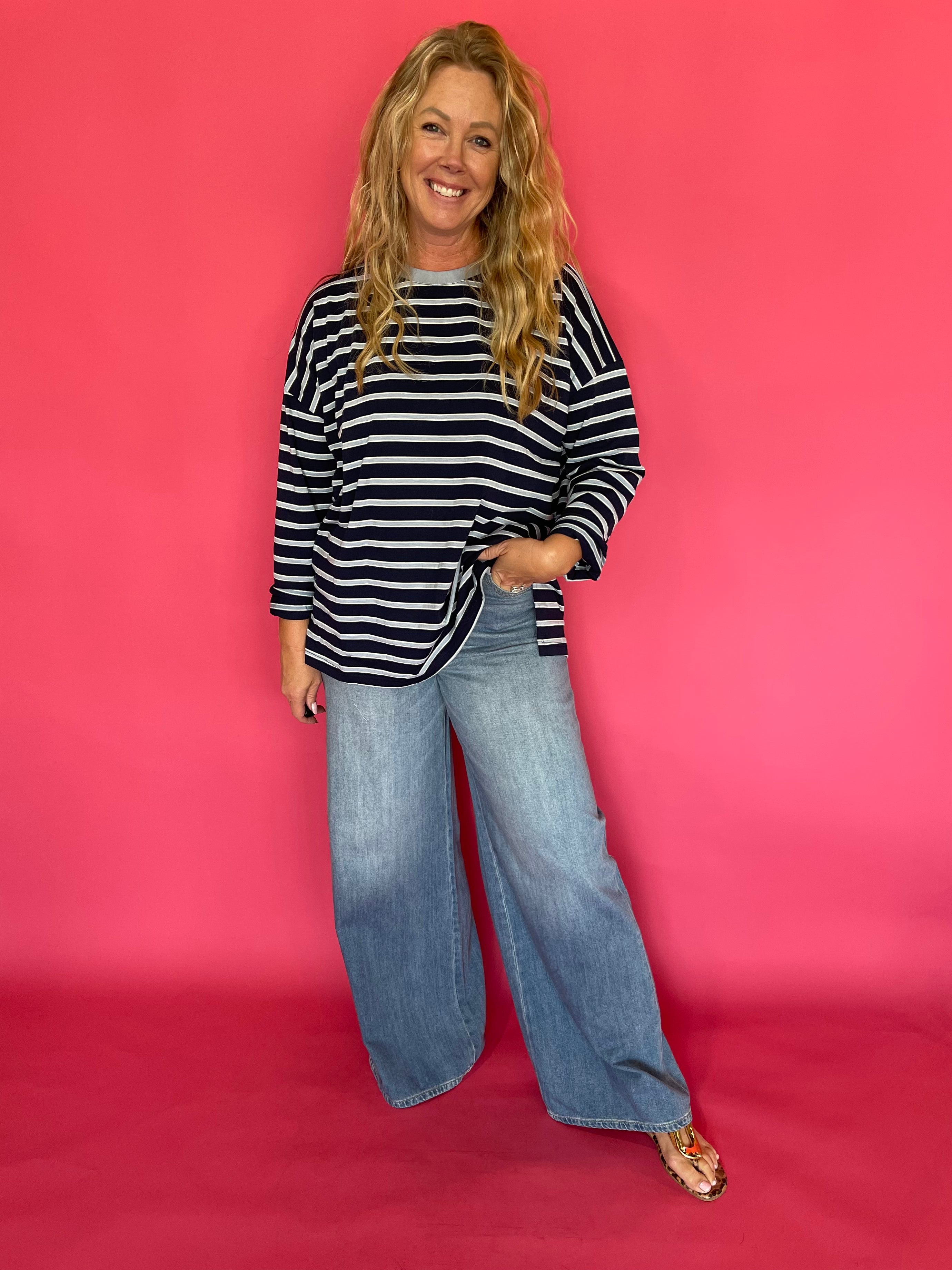 Off Duty Oversized Striped Knit Tee