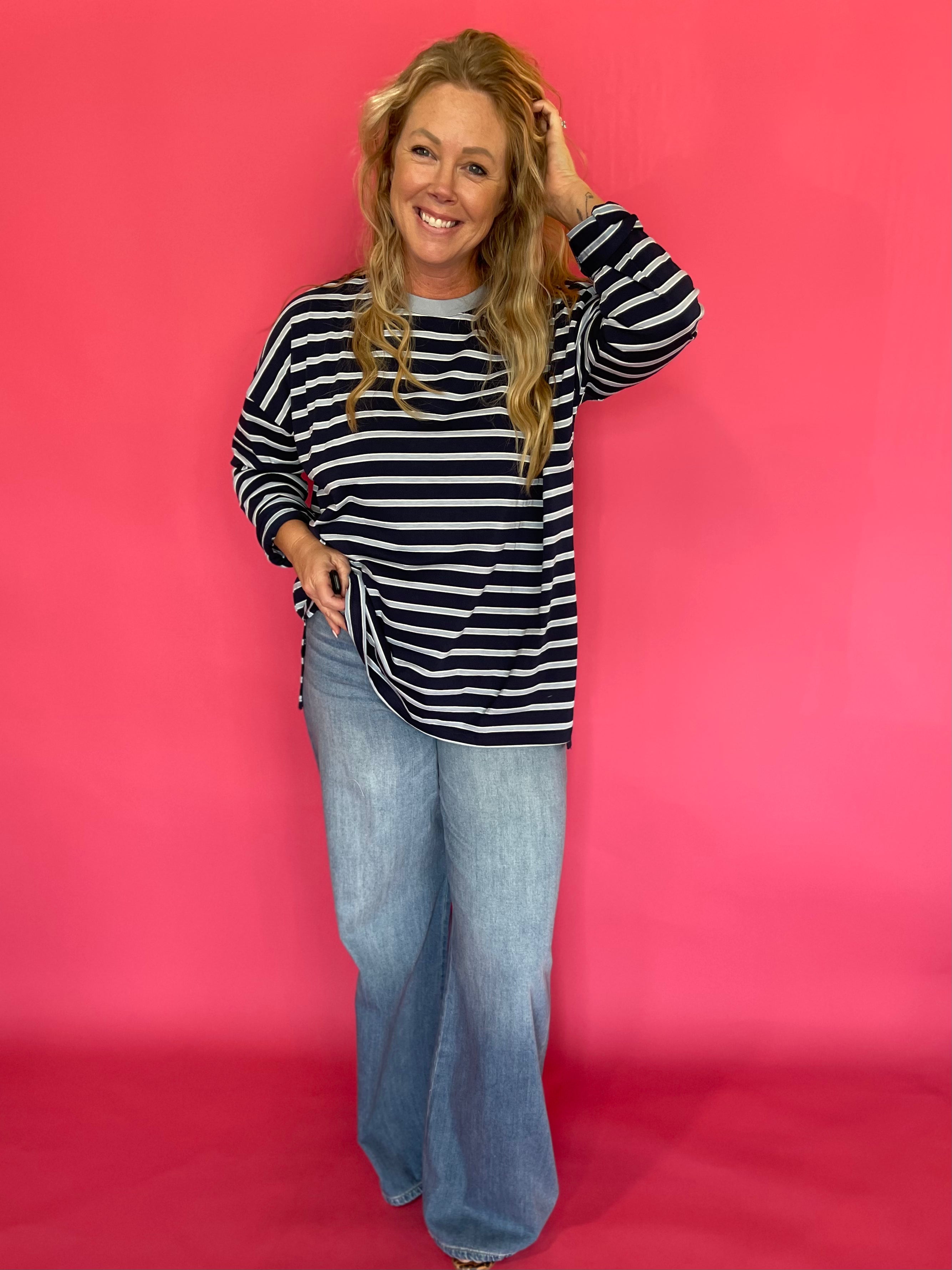 Off Duty Oversized Striped Knit Tee