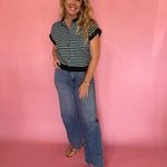Off the Cuff Striped Cap Sleeve Knit Top
