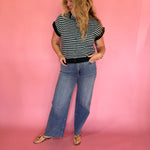Off the Cuff Striped Cap Sleeve Knit Top