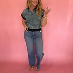 Off the Cuff Striped Cap Sleeve Knit Top