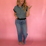 Off the Cuff Striped Cap Sleeve Knit Top