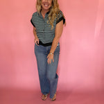 Off the Cuff Striped Cap Sleeve Knit Top