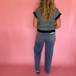 Off the Cuff Striped Cap Sleeve Knit Top