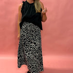 Oliva Abstract Midi Skirt in Black