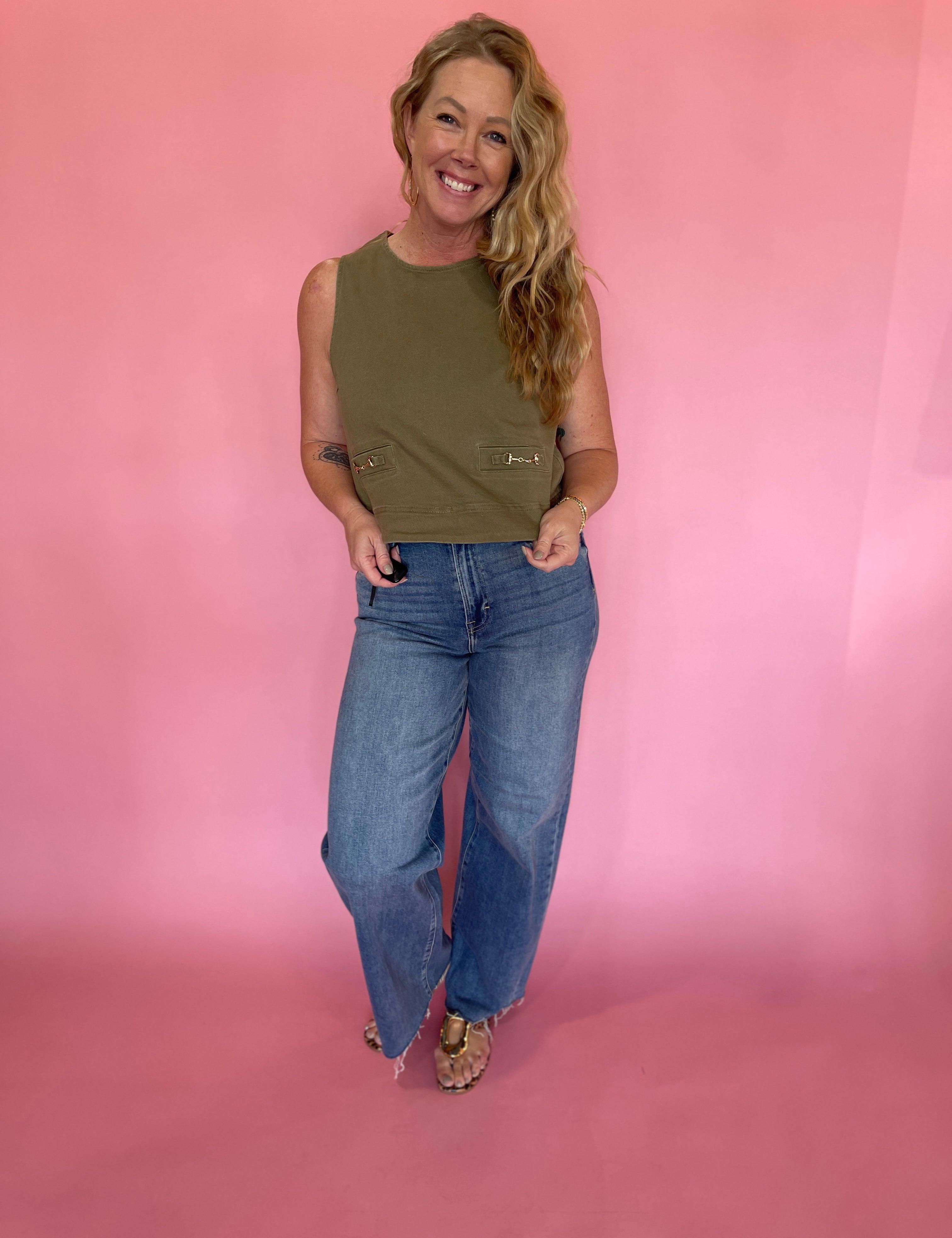 Olive You Sleeveless Top
