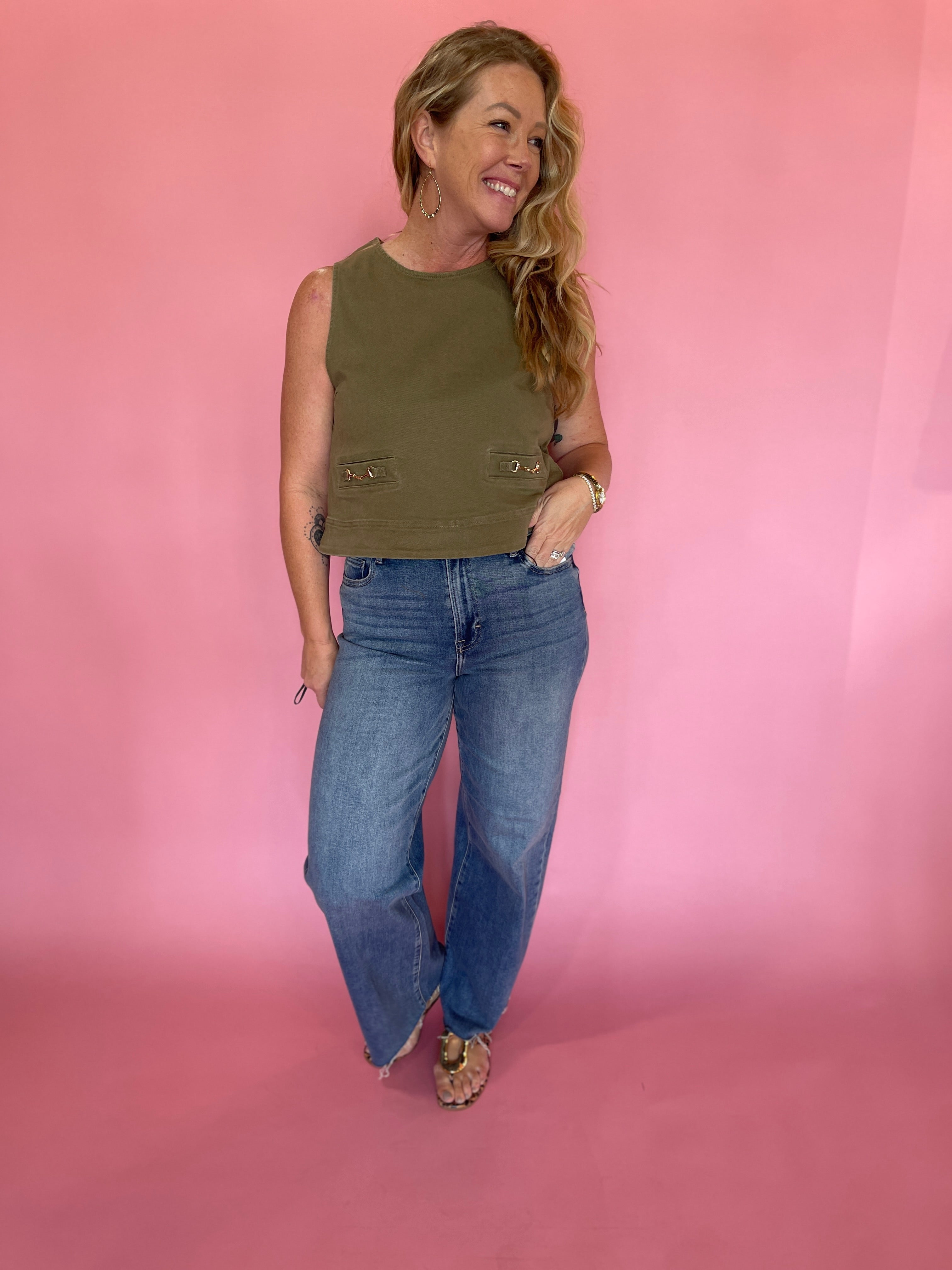 Olive You Sleeveless Top