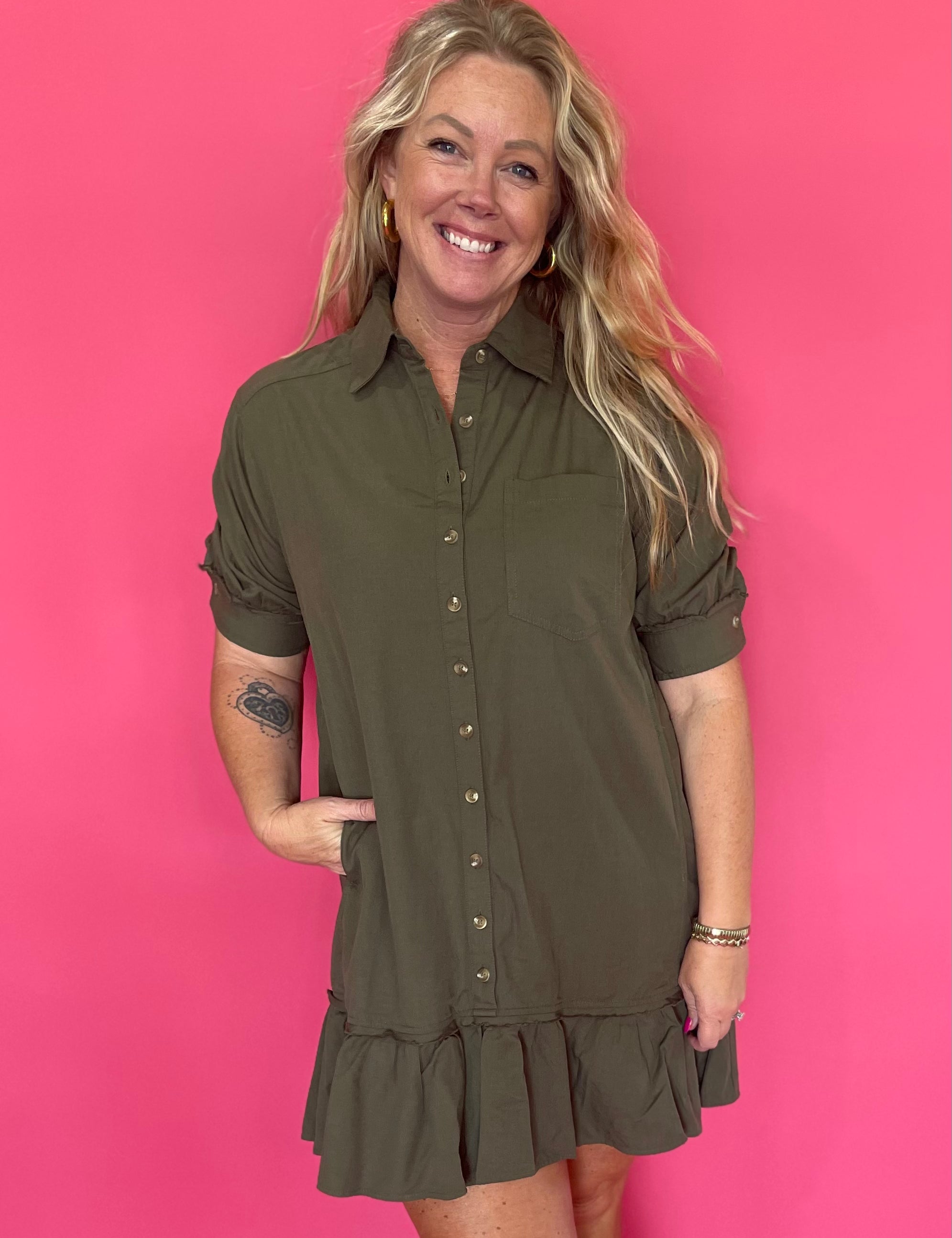 Olive You a Lot Shirt Dress