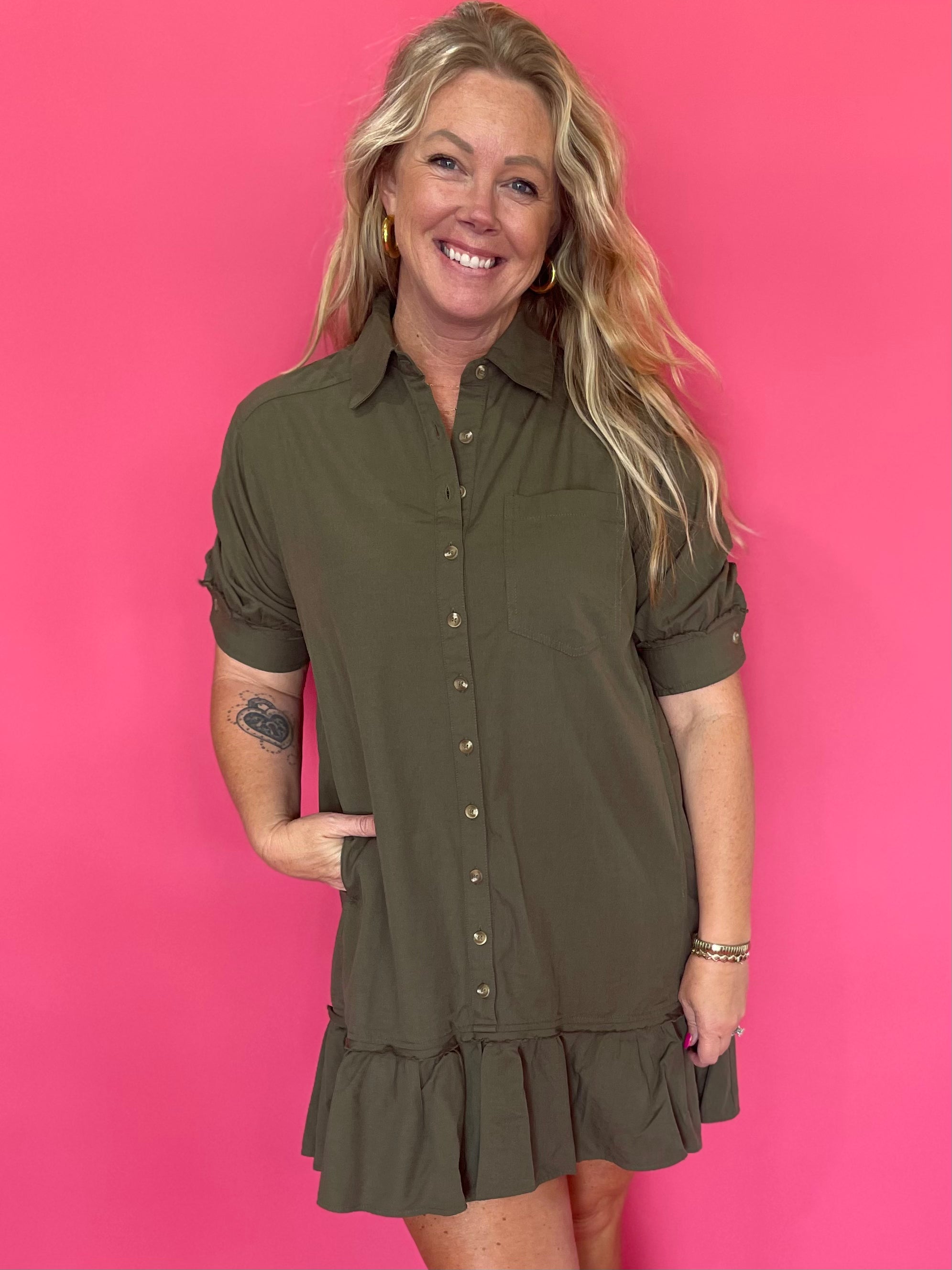 Olive You a Lot Shirt Dress