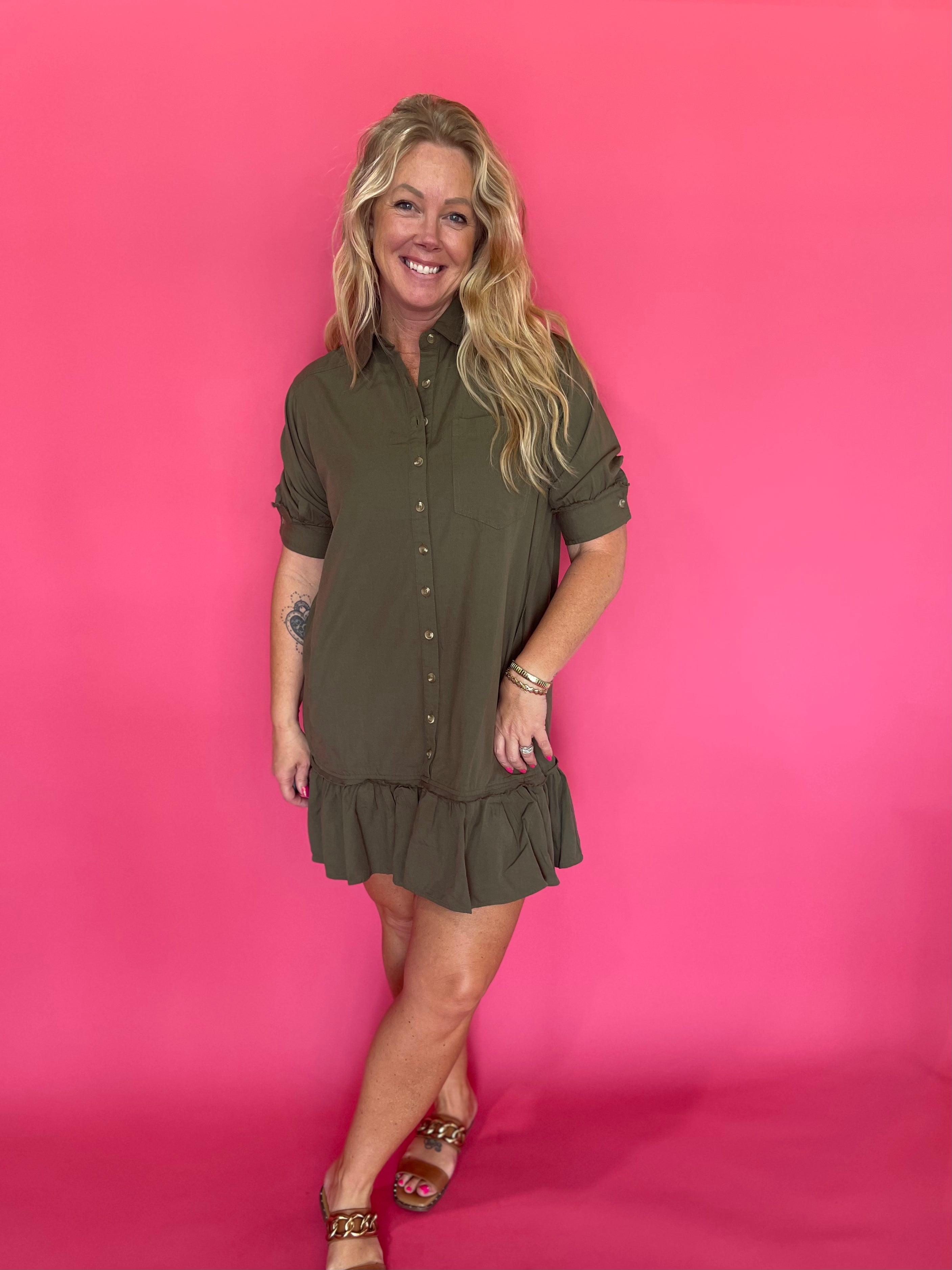 Olive You a Lot Shirt Dress