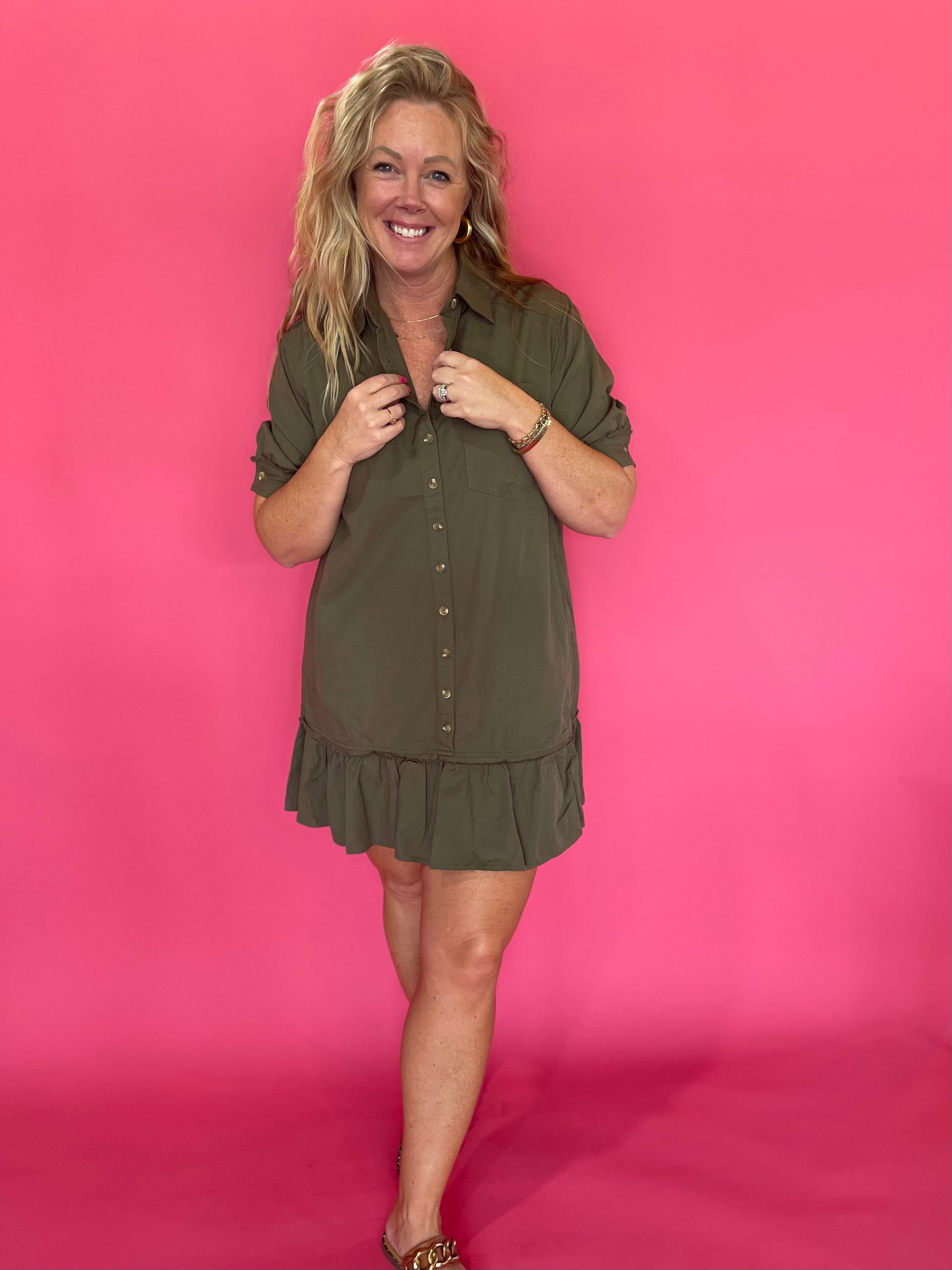 Olive You a Lot Shirt Dress