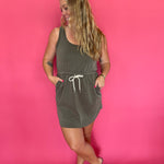 Olive to Lounge Drawstring Dress