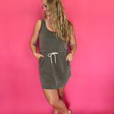 Olive to Lounge Drawstring Dress