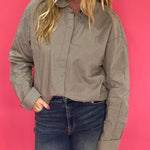 On Duty Gingham Button Up Top