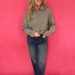On Duty Gingham Button Up Top