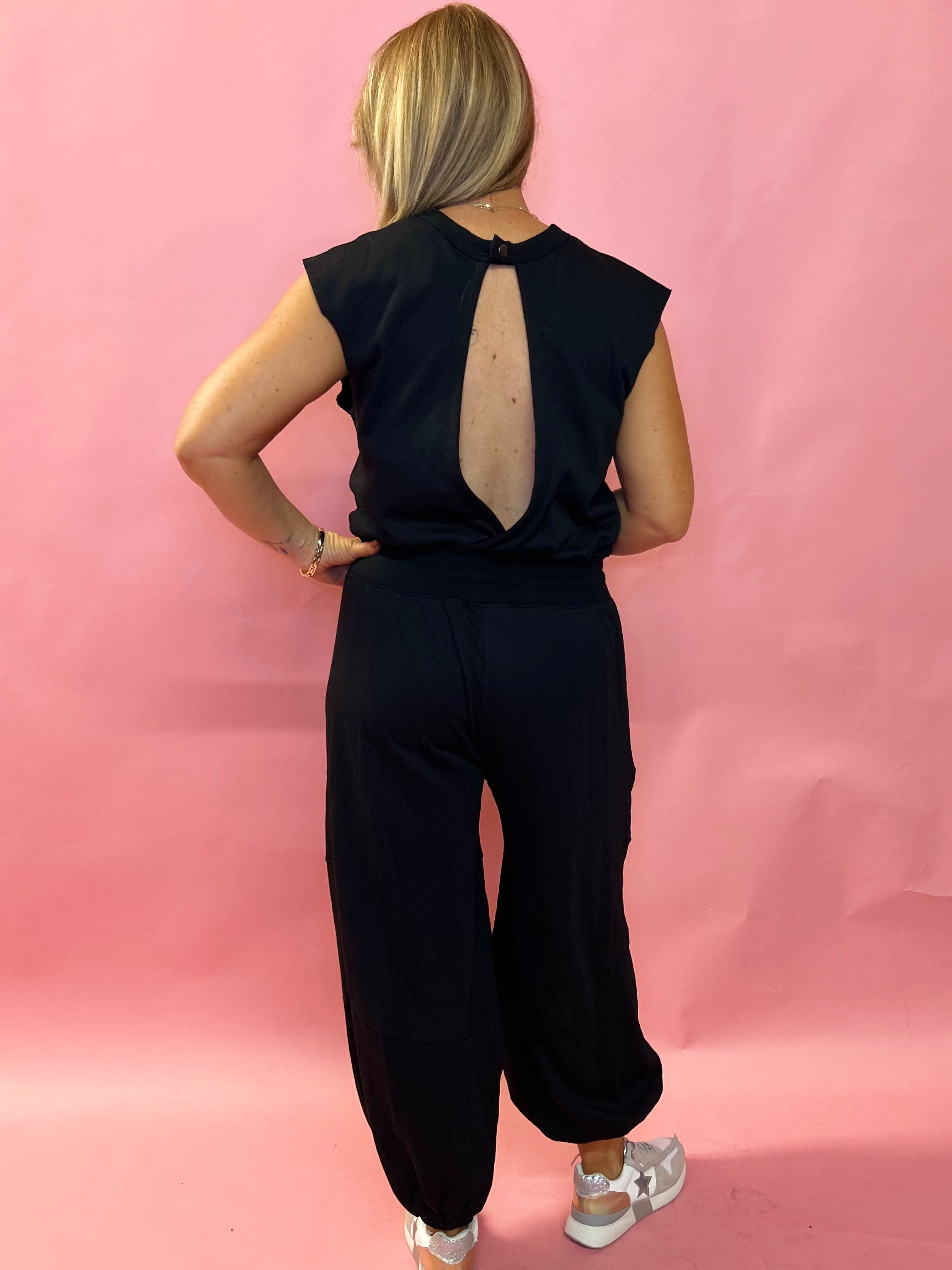 Our Favorite Open Back Scuba Jumpsuit in Black