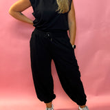 Our Favorite Open Back Scuba Jumpsuit in Black