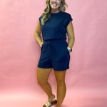 Our Favorite Open Back Scuba Romper in Navy