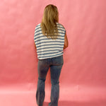 Oversized V-Neck Striped Sweater Top