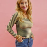 Sammy Striped Crew Neck Long Sleeve Top