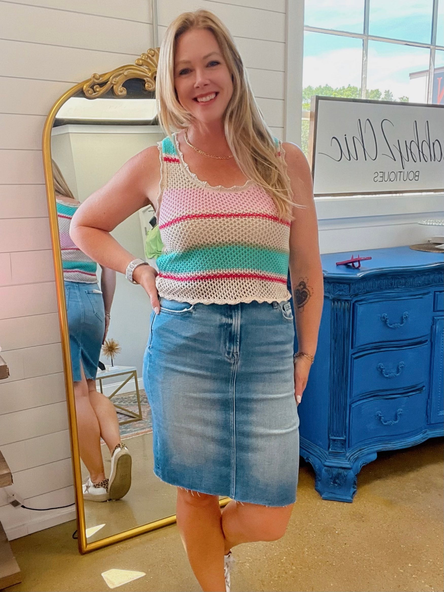 Payton Denim Pencil Skirt