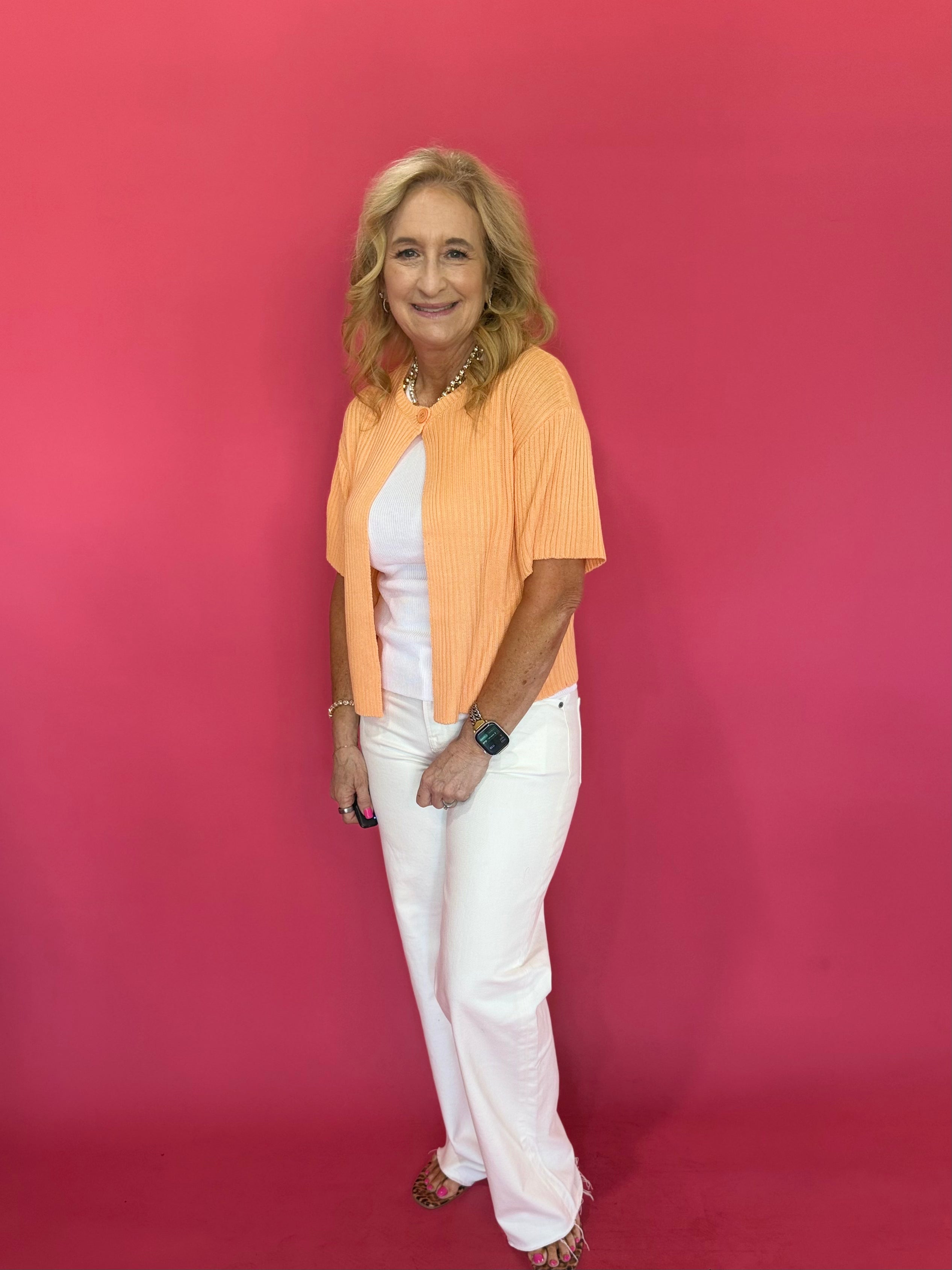 Peach Please One Button Cardigan - Shabby 2 Chic Boutiques