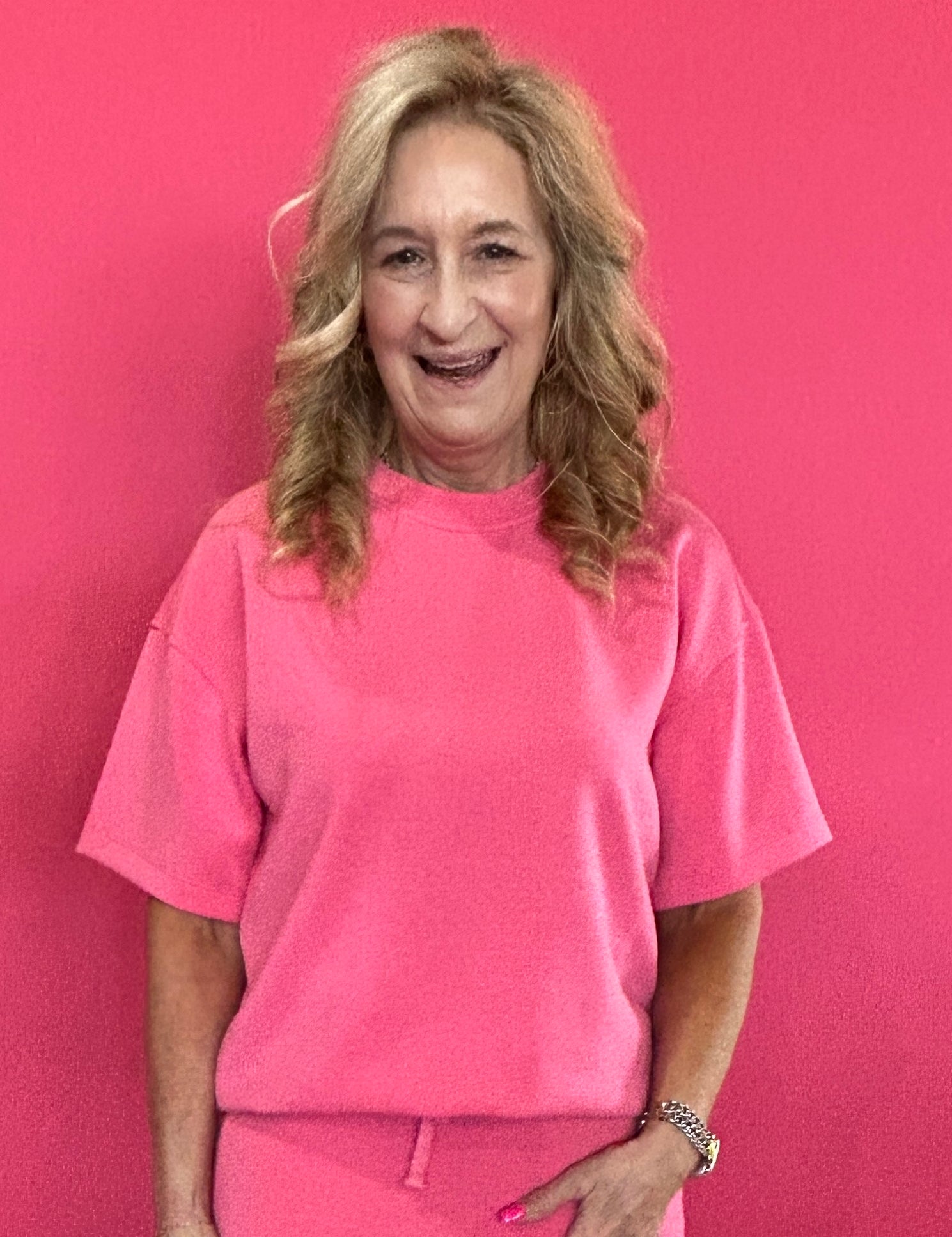 Pink Cloud Modal Scuba Short Sleeve Everyday in Pink - Shabby 2 Chic Boutiques