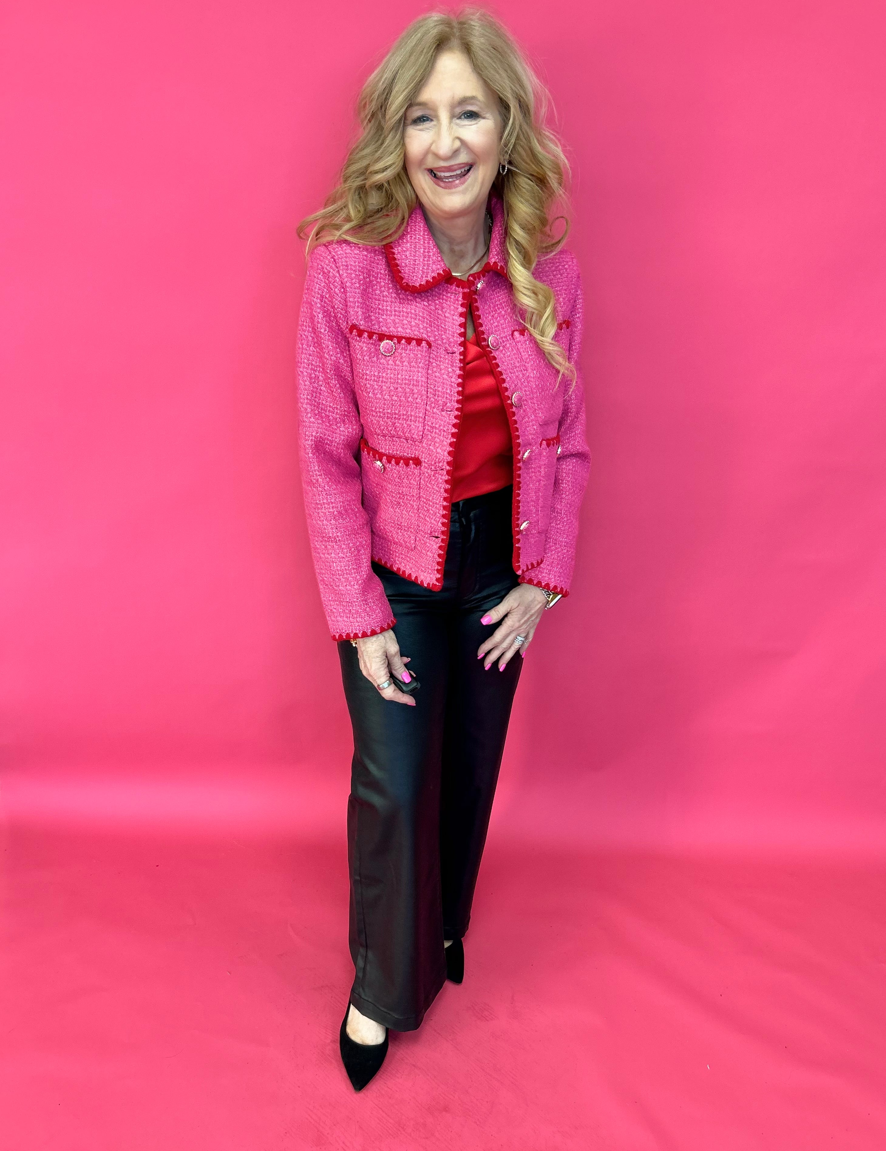 Pink Promise Embroidered Tweed Jacket