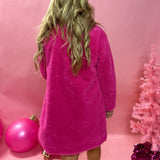 Pink Teddy Faux Fur Long Coat