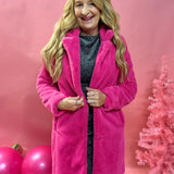 Pink Teddy Faux Fur Long Coat