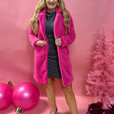 Pink Teddy Faux Fur Long Coat