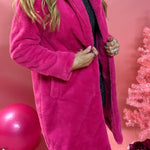 Pink Teddy Faux Fur Long Coat