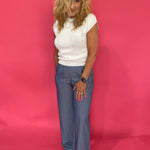 Pinstripe Wide Leg High Rise Statement Everyday Pants - Shabby 2 Chic Boutiques