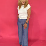 Pinstripe Wide Leg High Rise Statement Everyday Pants - Shabby 2 Chic Boutiques