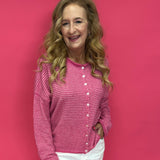 Piper Pin StripedCardigan in Pink and White - Shabby 2 Chic Boutiques