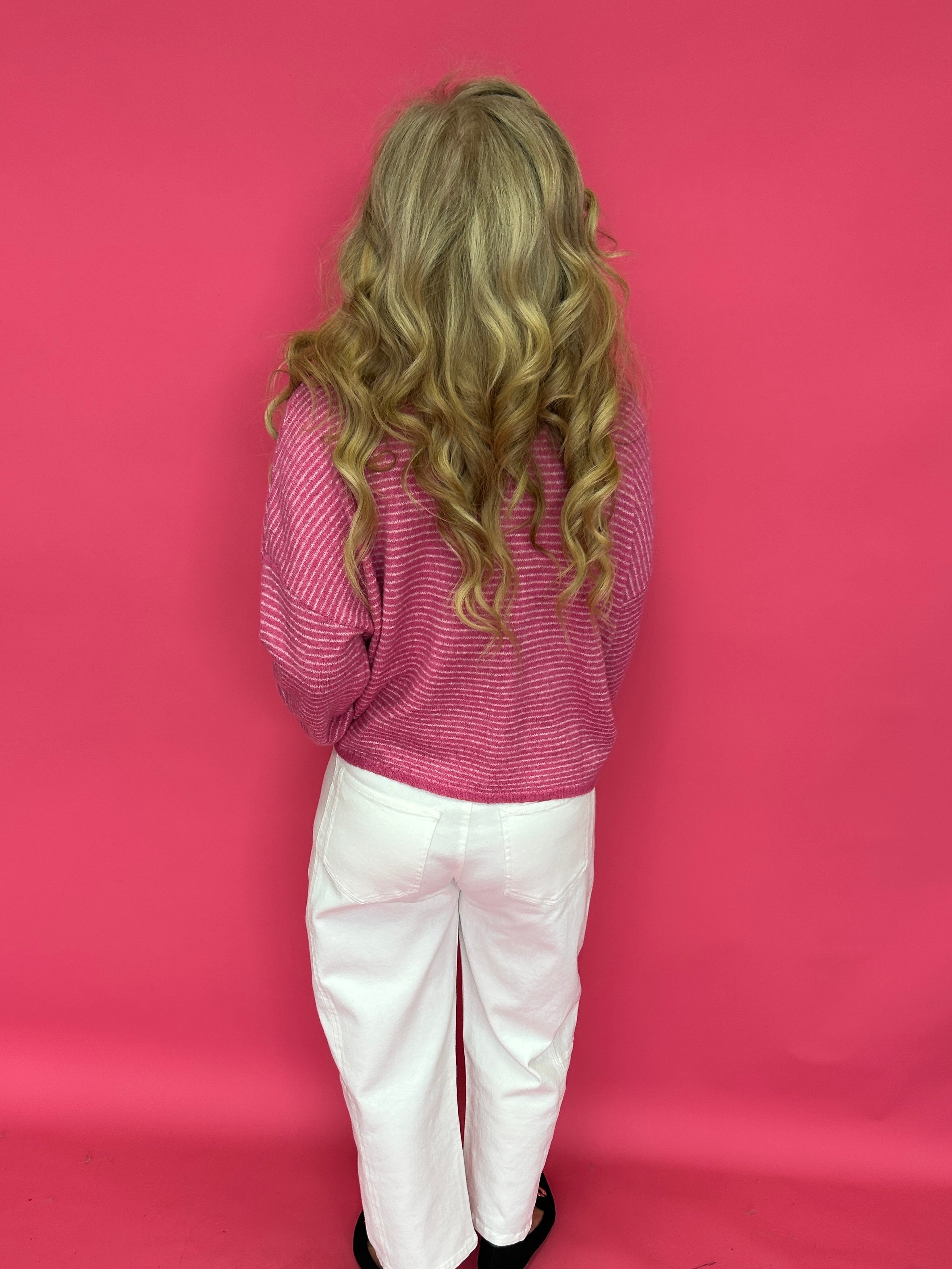 Piper Pin StripedCardigan in Pink and White - Shabby 2 Chic Boutiques