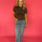 Plaid to Meet You Smocked Top in Brown